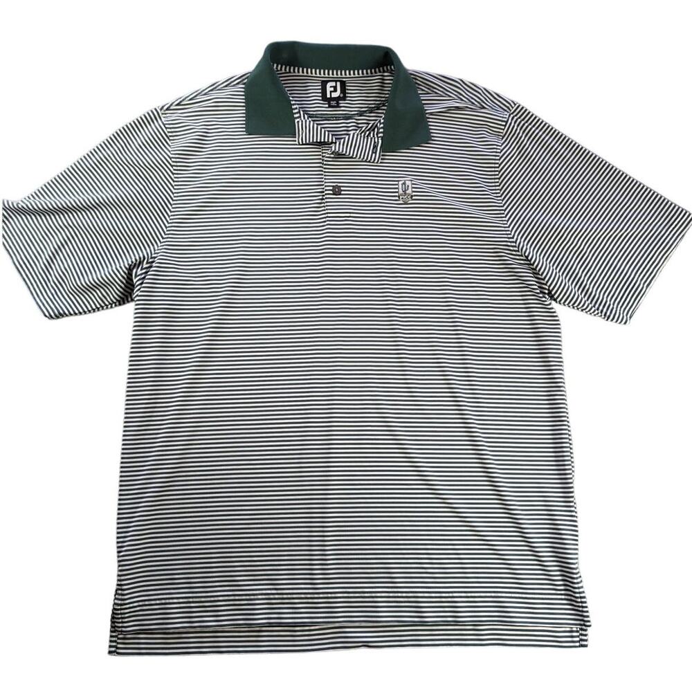 Footjoy Shirt Mens Extra Large Green Stripes Golf Pleasant Valley Preppy Career